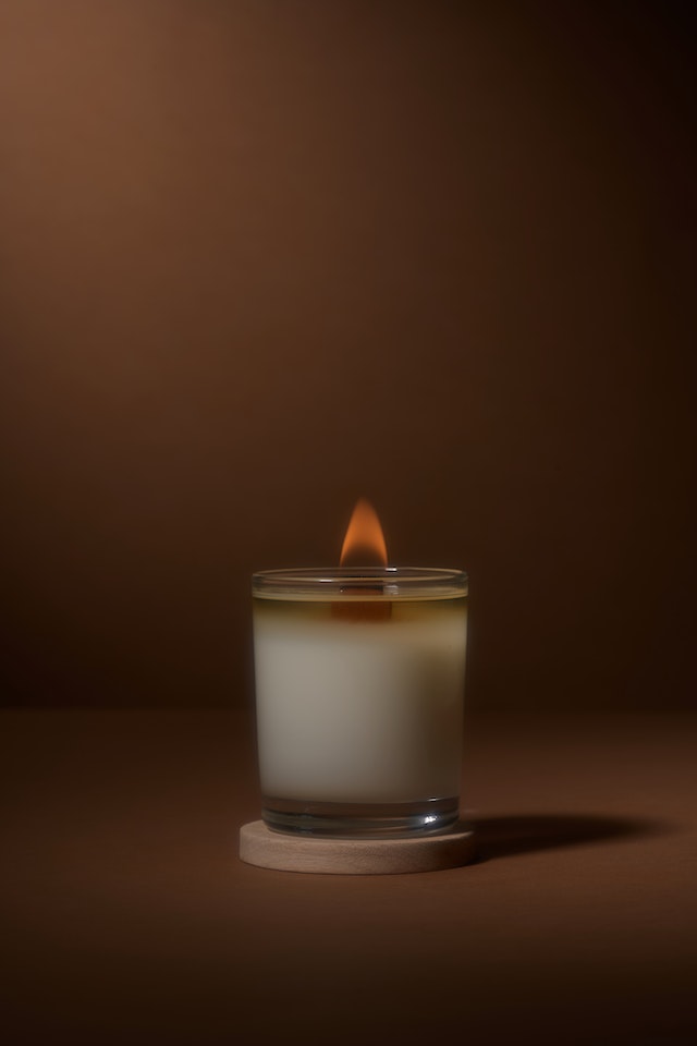 A lit white candle